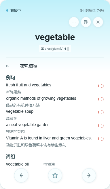 桌宠背单词窗口的学习卡界面
